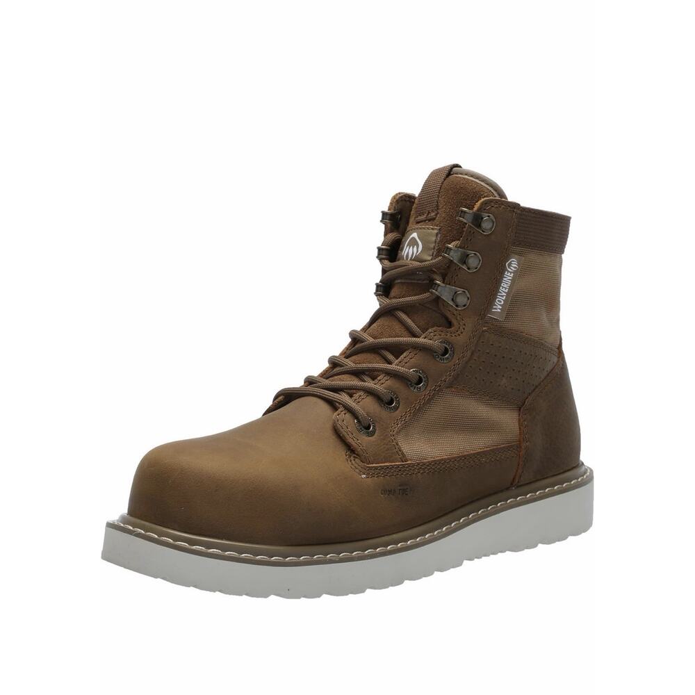 Wolverine Mens Trade Wedge Leather/Canvas 6" Composite Toe Work Summer Boots